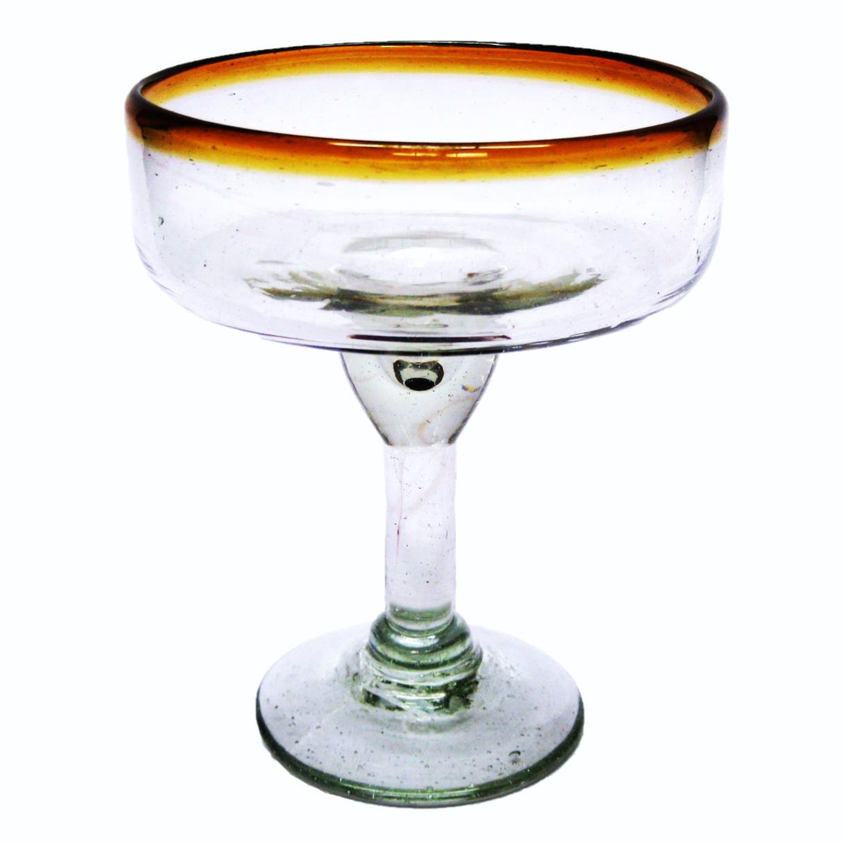 Colored Rim Glassware / Amber Rim 14 oz Large Margarita Glasses (set of 6) / For the margarita lover, these enjoyable large sized margarita glasses feature a cheerful amber color rim.